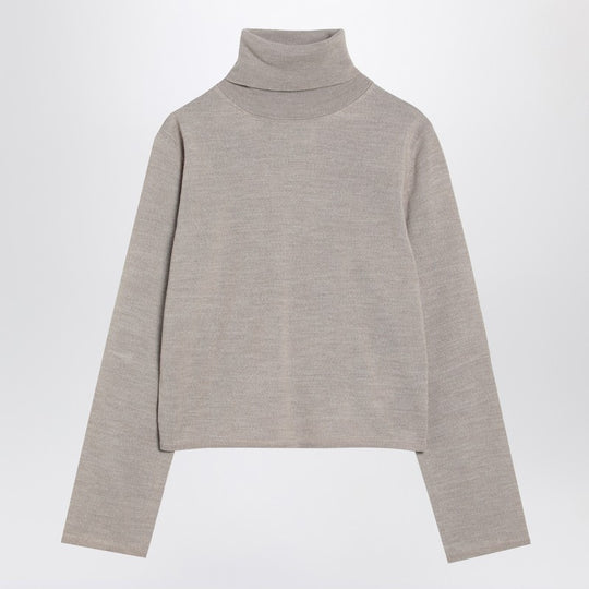 Beige Wool Blend Turtleneck Sweater