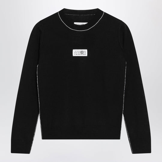 Wool-Blend Sweater With Contrast Trim In Black