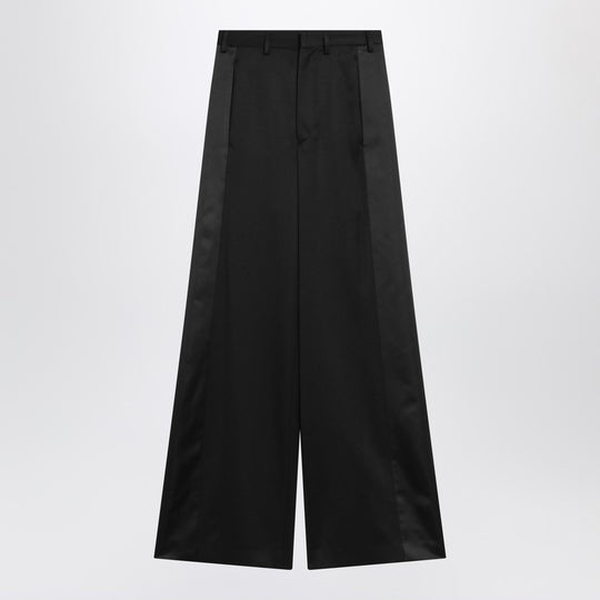 Black Satin Palazzo Pants