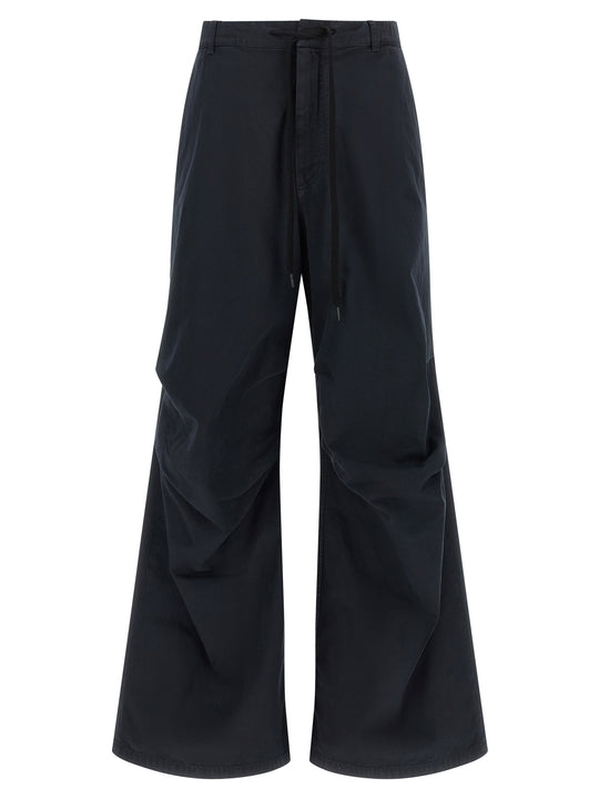 White Stitch Line Pants Blue