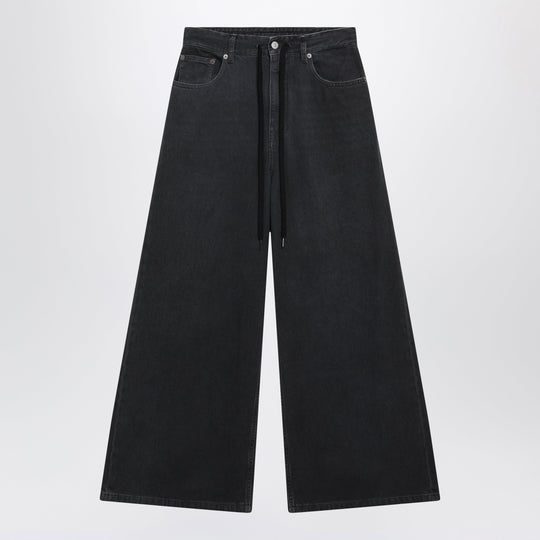 Black Wide-Leg Cropped Jeans