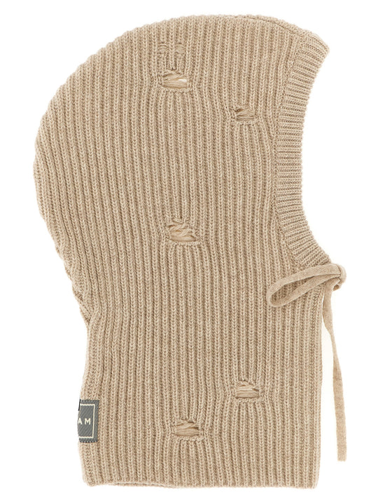 Distressed Wool Balaclava Hats Beige