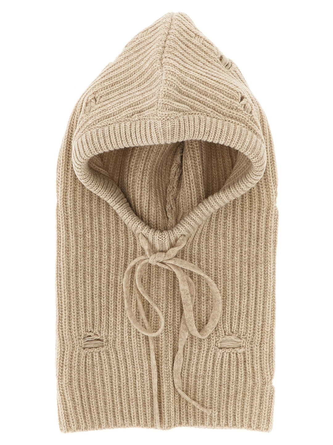 Mm6 Maison Margiela Distressed Wool Balaclava Hats - Beige | 968793f7d2de693c5543bdd694079219eb3dc945