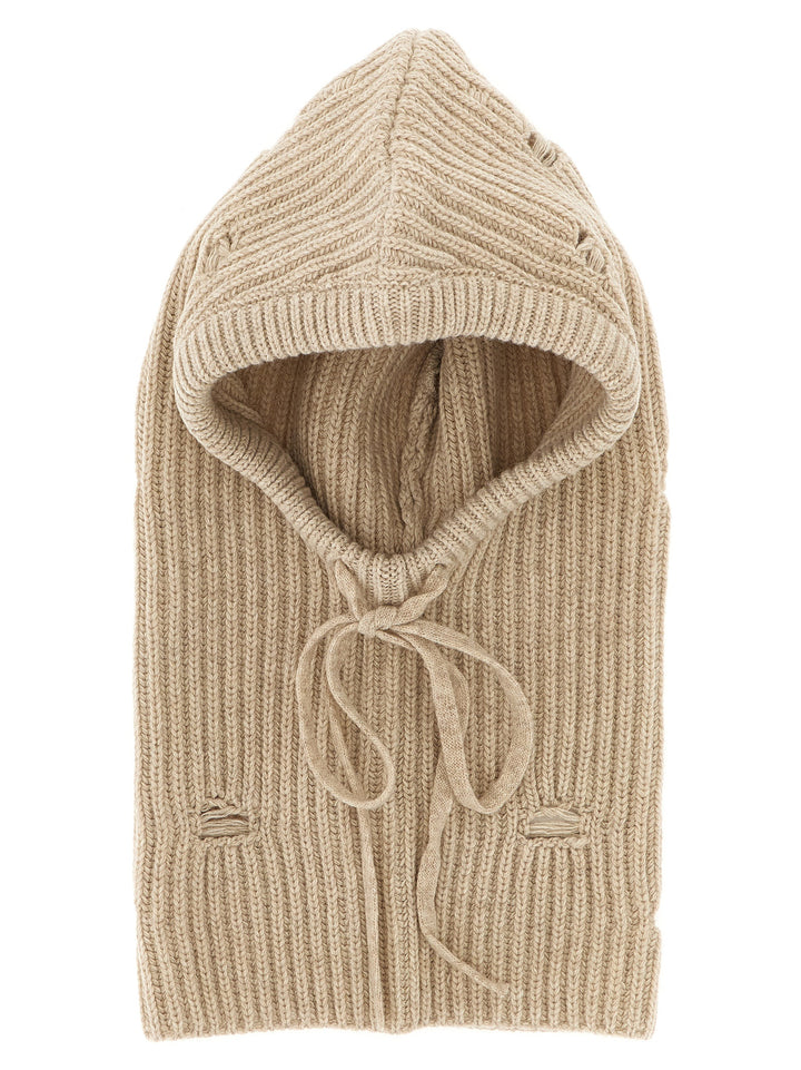 Mm6 Maison Margiela Distressed Wool Balaclava Hats - Beige | 968793f7d2de693c5543bdd694079219eb3dc945