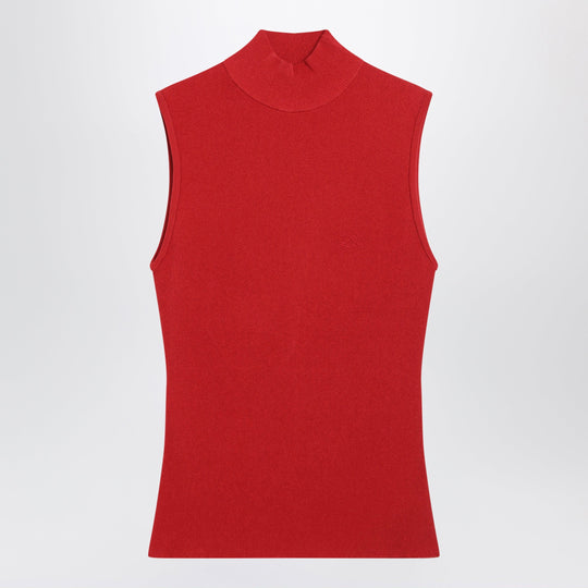 Red Viscose Blend Sleeveless Top