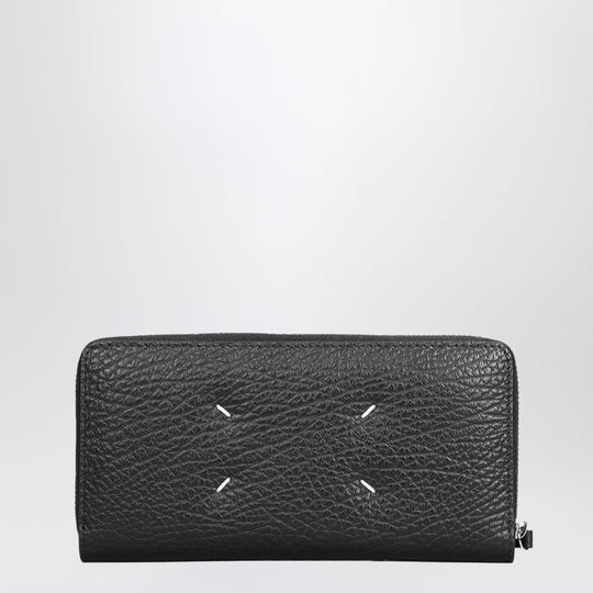 Four Stitches Zip-Around Wallet Black