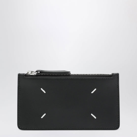 Black Four Stitches Zip Card Holder