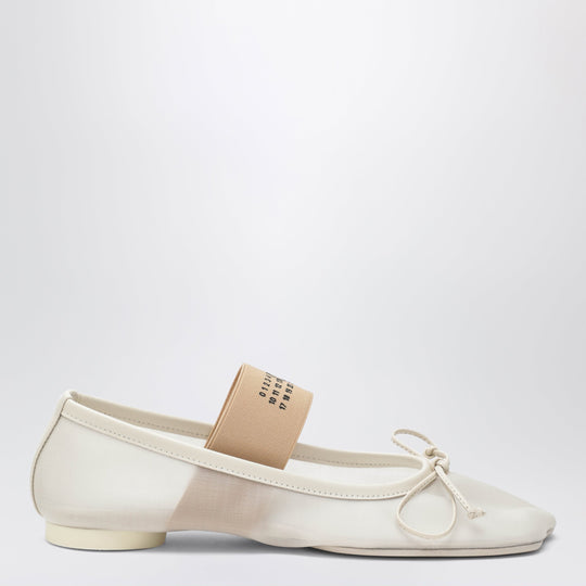 Numeric Anatomic Ballet Flats In White Sand Nylon And Leather