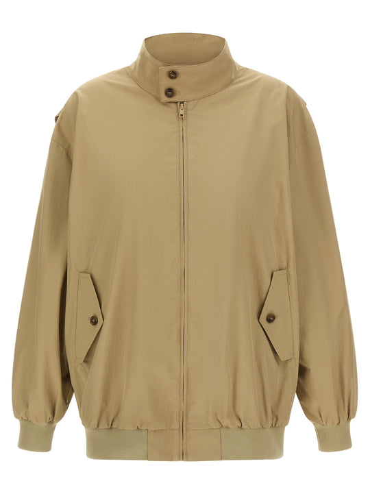 White Stitch Line Puffer Jackets Beige