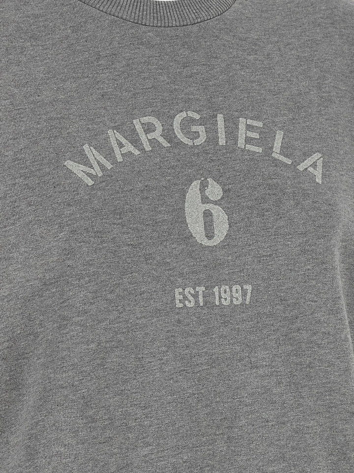 Mm6 Maison Margiela Logo Print Sweatshirt - Gray | d268dc869fb43a036c72eb292ee968bf74dbec97