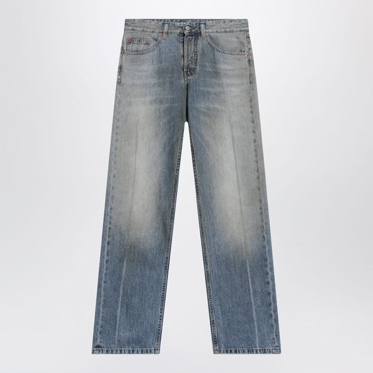Straight-Leg Trompe-L'œil Cotton Jeans In Medium Blue