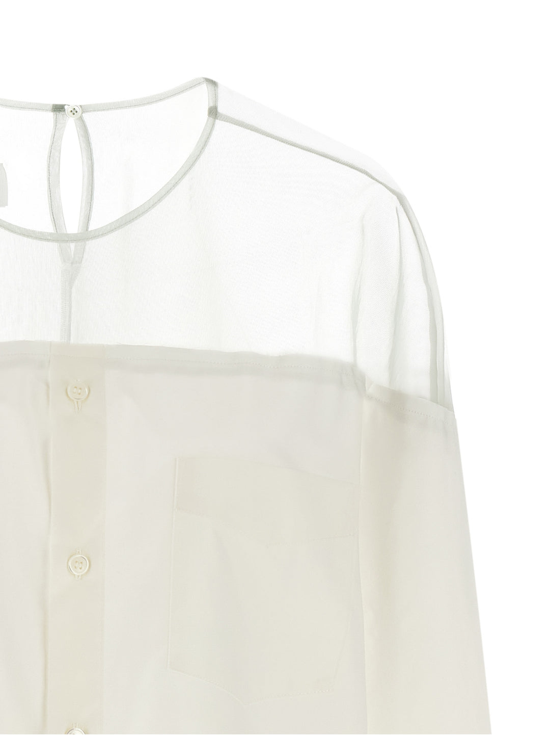 Mm6 Maison Margiela Tulle Insert Shirt Shirt and Blouse - White | dd2c7bf6574188f15cdcc1e9b3349a6f451268f3