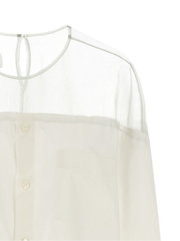 Mm6 Maison Margiela Tulle Insert Shirt Shirt and Blouse - White | dd2c7bf6574188f15cdcc1e9b3349a6f451268f3