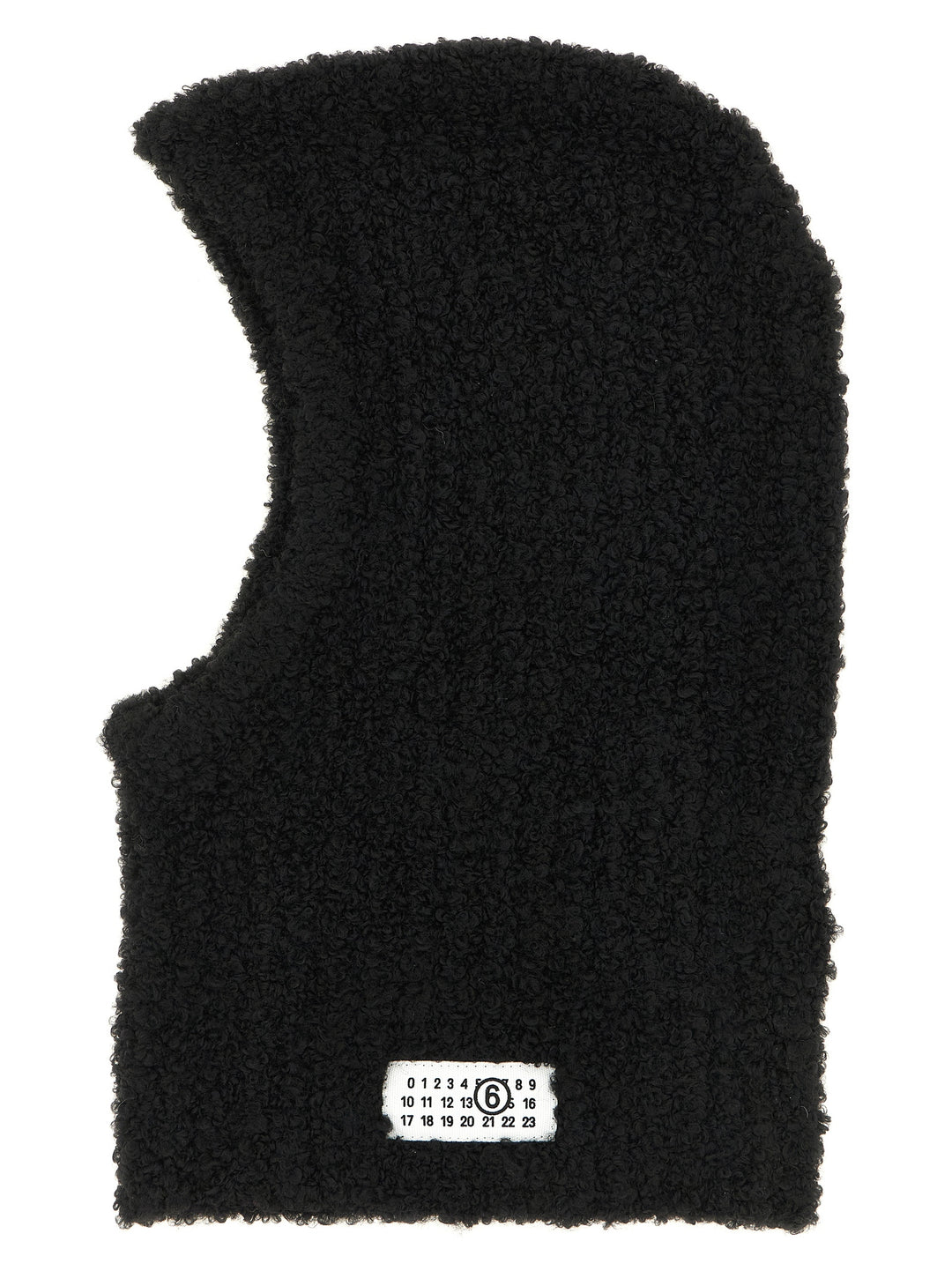 Mm6 Maison Margiela Bouclé Balaclava With Logo Hats - Black | 1678ae9a5acc71997b10f1955570d10b5981bd4b