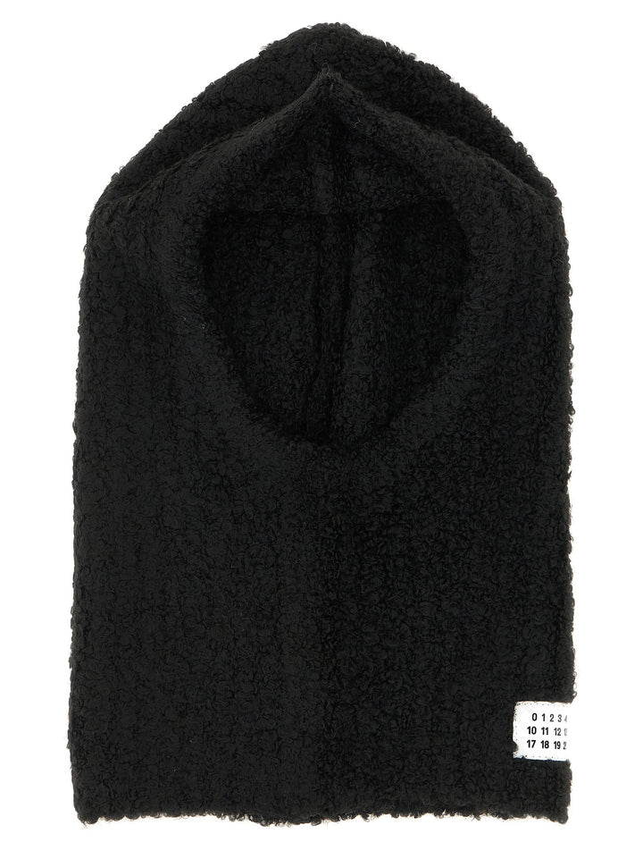 Mm6 Maison Margiela Bouclé Balaclava With Logo Hats - Black | c784811a476b860de9ff160b624651f15620e18e