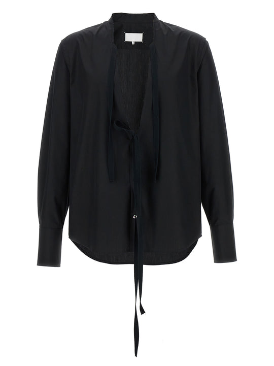 Raw Cut Hem Shirt Shirt And Blouse Black