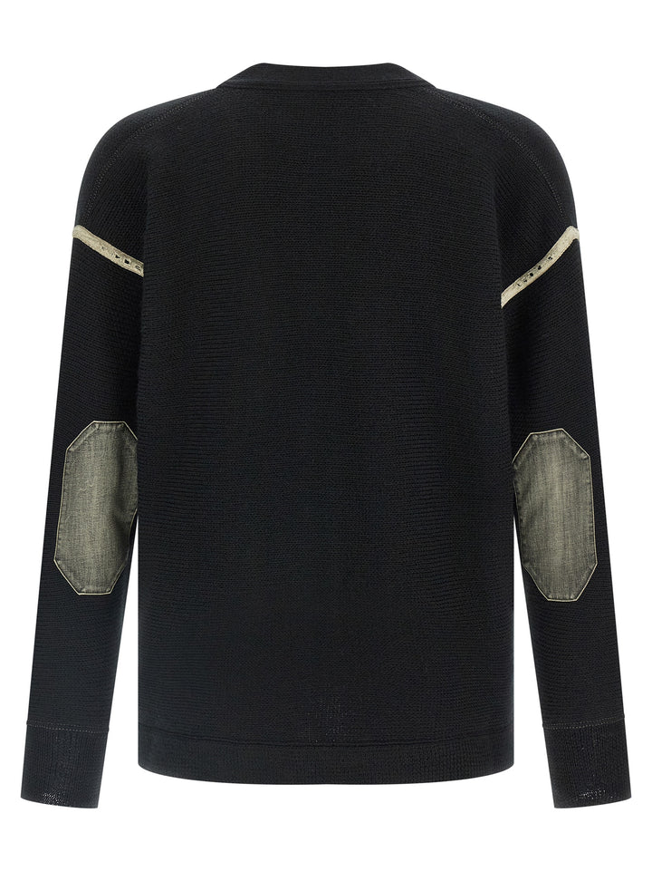 Maison Margiela Elbow Patch Cardigan Sweaters and Cardigans - Black | 595ce70a1ec0aa289a4f8b41b7af0d272bb18094