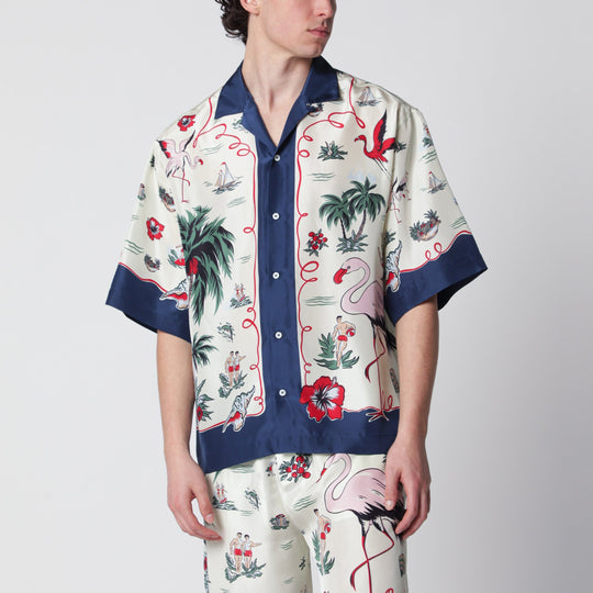 Aloha Souvenir Silk Bowling Shirt In Multicolor
