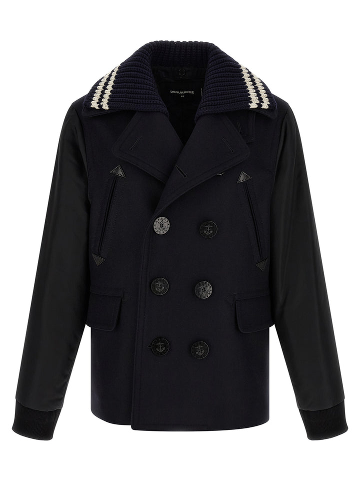 Dsquared2 Hybrid Peacoat Coats and Trench Coats - Blue | d582e31c3ff087a7f2ce43b5f23b83b1547f9cde