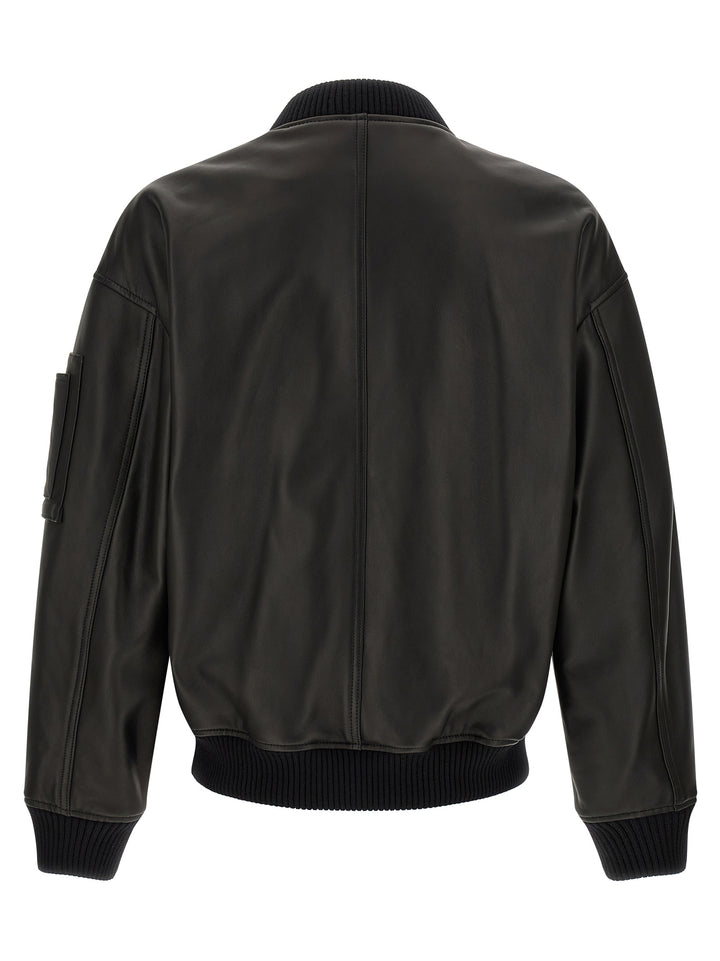 Dsquared2 Leather Bomber Jacket Puffer Jackets - Black | af6761c571fa1818ba04c4956d4c790920c91598