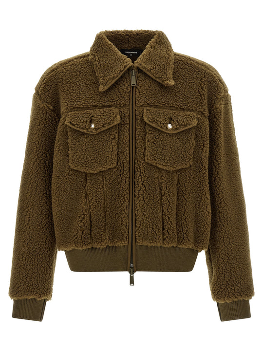 Teddy Puffer Jackets Brown