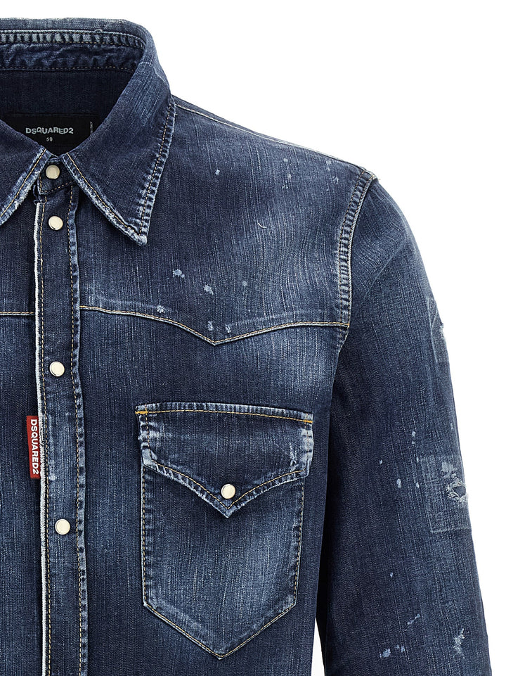 Dsquared2 Fashion Western Shirt and Blouse - Blue | eb23965c09e96a3c5065ce0b6eecaf7d90260f67