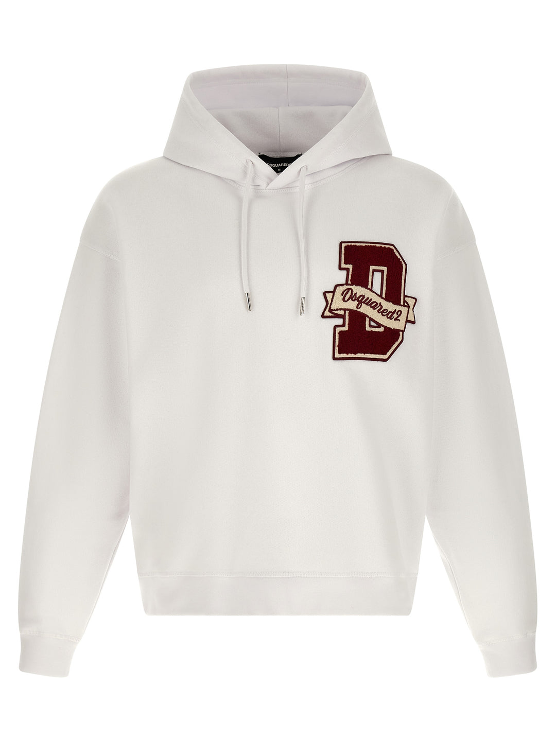 Dsquared2 Logo Patch Hoodie Sweatshirt - White | 2d1f70769328da66296e7db379ced9f1f395d03d