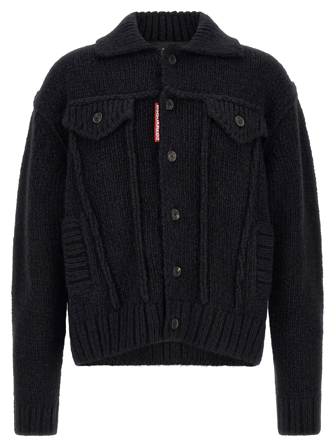 Dsquared2 Logo Patch Cardigan Sweaters and Cardigans - Blue | 490c0479a3ad78b560d3ab7c4e06c20242fefdc6