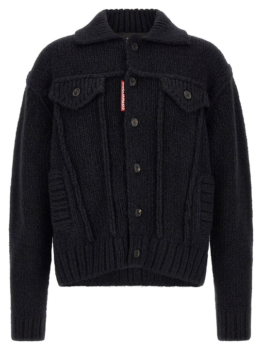 Logo Patch Cardigan Sweaters And Cardigans Blue