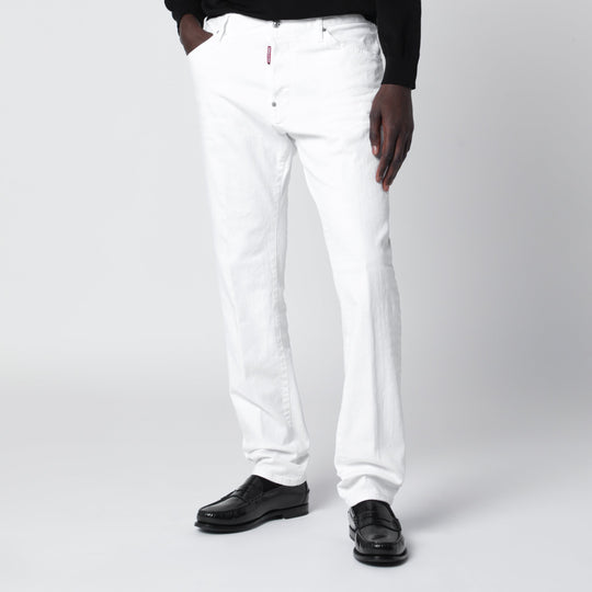 Teddy Jeans In White Stretch Cotton Denim