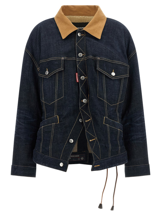 Wrap Over Puffer Jackets Blue