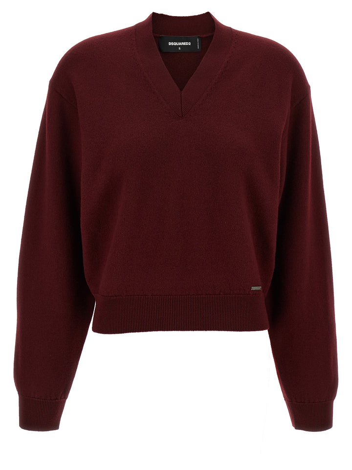 Dsquared2 Cropped Sweater Sweaters and Cardigans - Bordeaux | 62fa66761bcec1d585017e6121fff2ef09eda100