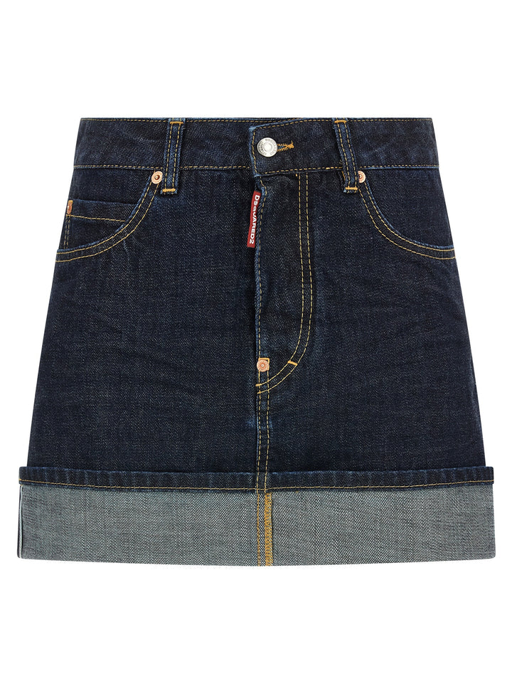Dsquared2 Cimosa Authentic Japanese Denim Skirts - Blue | 2b89ebc42c084f2d51f1ad5d103d3cac32b40037