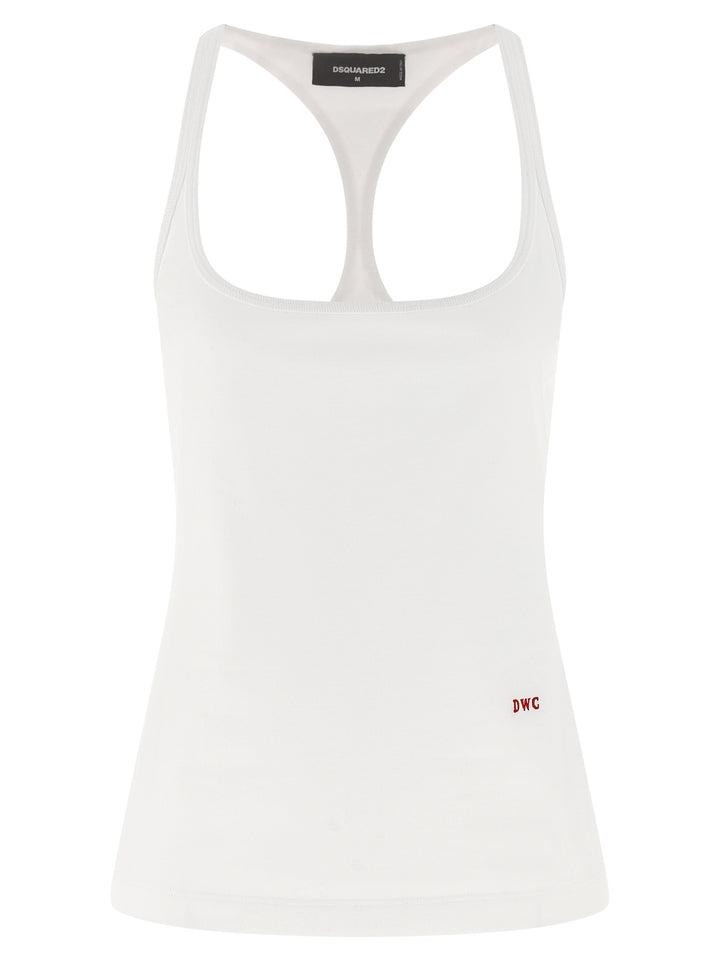 Dsquared2 Embroidery Tank Top Tops - White | beae5a2ecf388ff9c679e177a6484b2b8a35500c