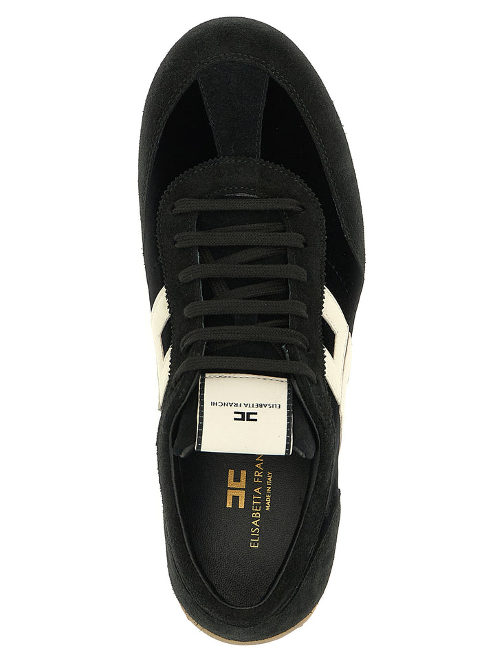 Elisabetta Franchi Nappa And Velvet Sneakers - White/Black | cbb135f9b4ee65325f21e097e2611d81fc1d7bb8