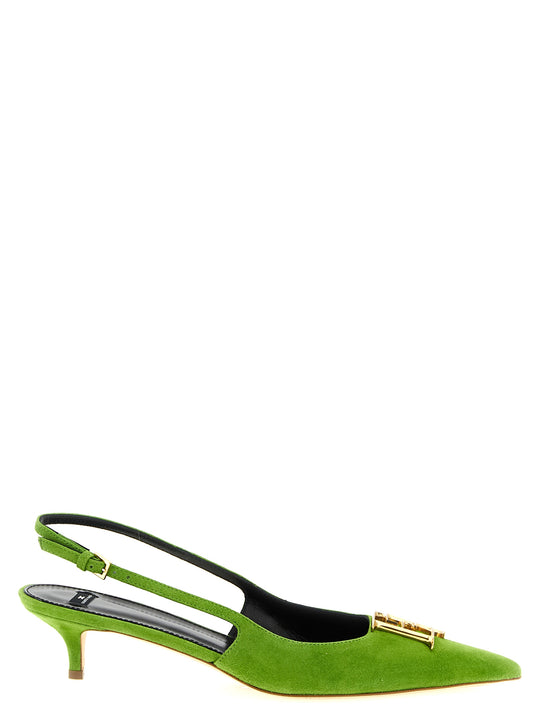 Suede Slingbacks Pumps Green