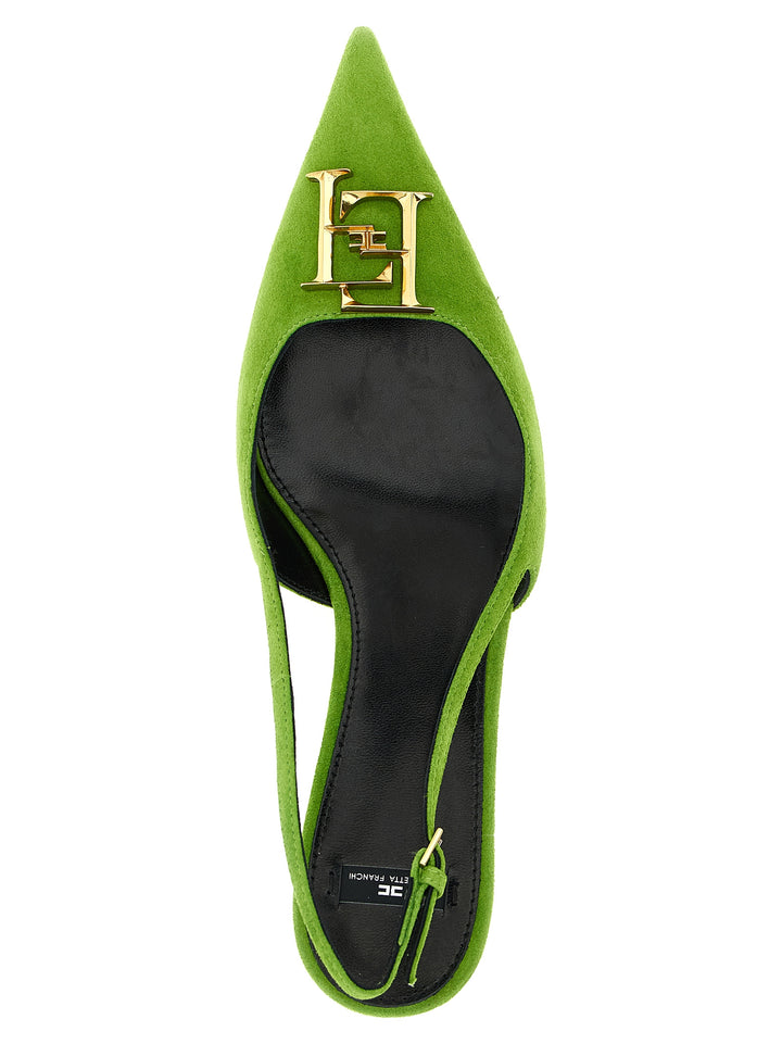 Elisabetta Franchi Suede Slingbacks Pumps - Green | f9e9a9257736dbc59f55012fb9ee66587996a220