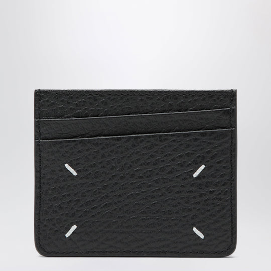 Black Four Stitches Calfskin Card Holder