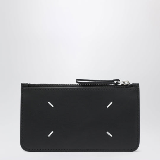 Black Four Stitches Zippered Card Holder