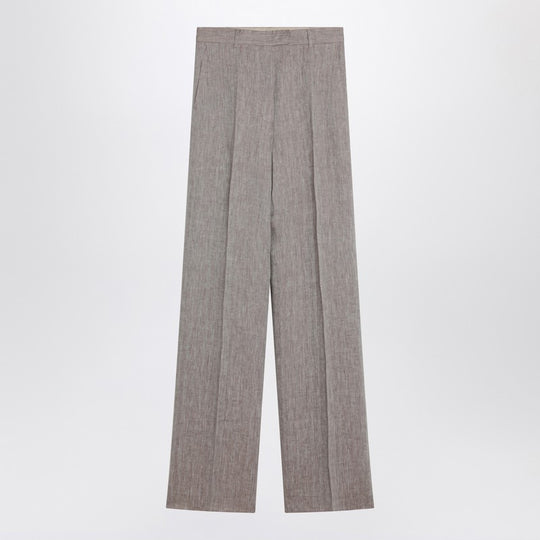 Beige Straight Linen Pants