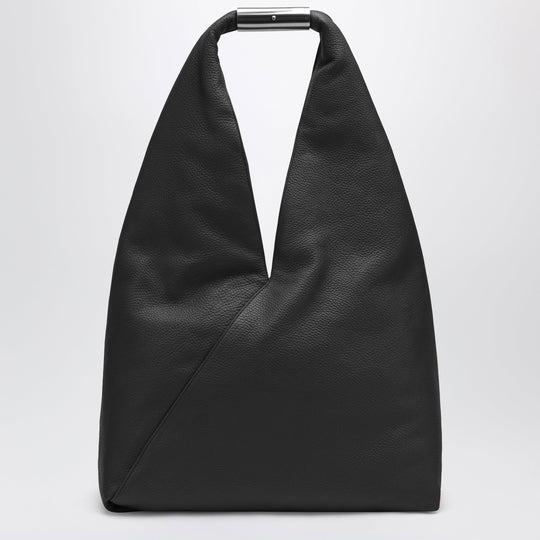 Large Japanese Bag With Jewel Handle In Black Leather