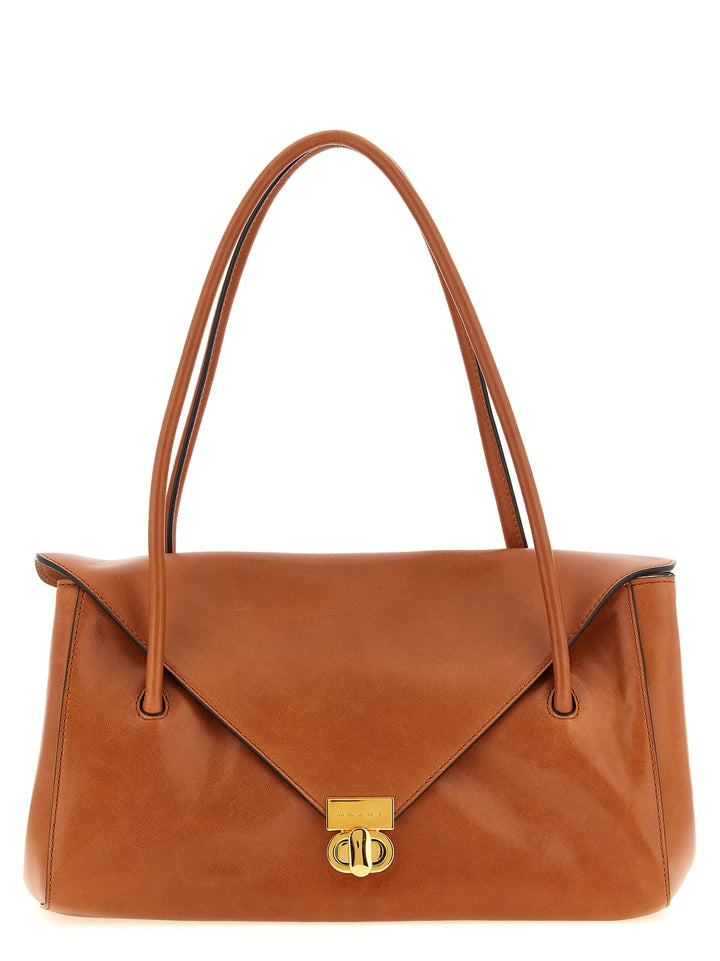Marni Leather E/W Shoulder Bag Shoulder Bags - Brown | e00bf7bac3f38a6f18ee5ff072f814944d80f2be