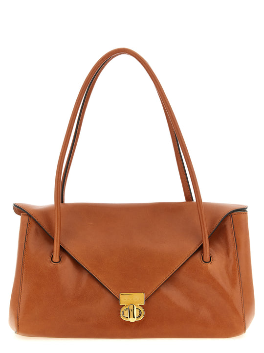 Leather E/W Shoulder Bag Shoulder Bags Brown