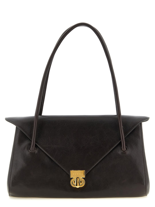 E/W Leather Shoulder Bag Shoulder Bags Brown
