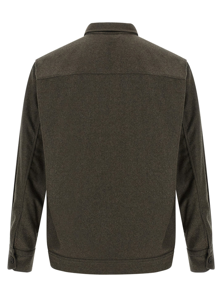 Brioni Wool Cloth Overshirt Shirt and Blouse - Gray | 6760645d3b738e481d1e3a0661cd8d6e191971b4