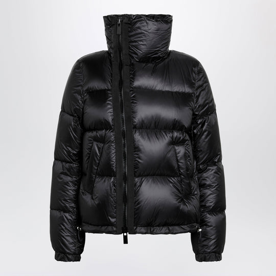 Black Down Jacket With Asymmetrical Zip
