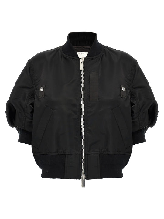 3/4 Sleeve Bomber Jacket Puffer Jackets Black