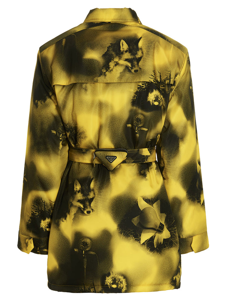 Prada Re-Nylon Printed Parka Casual Jackets and Parka - Yellow | f828a72d37b4b65104f425eeaf1eb83b2157f64f