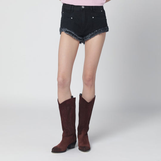 Eneidala Black Washed Denim Shorts