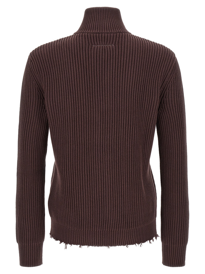 Mm6 Maison Margiela Ribbed Cotton Turtleneck Sweater Sweaters and Cardigans - Brown | 96dd9363e6f7ea0c3c886c2b799a37d4791338f6